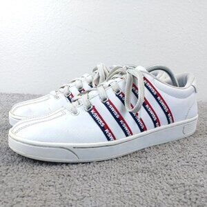 K Swiss Court Pro II Mens Shoes Size 9.5 Shoes White Leather Red Blue Leather